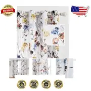 Floral Yellow Curtains 2 Panels Set - 84 Inch Soft Light Filtering Window Drapes