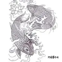 在飛比找蝦皮購物優惠-雙鯉魚超大半甲超大圖紋身貼K18【WAWA TATTOO】紋