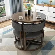Modern Round Conference Table Set with Negotiating Chairs 5 Piece Dining Set for Kitchen and Small Spaces (Cloth Color)