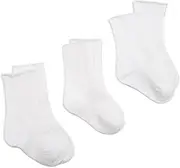[Jefferies Socks] Seamless Casual Crew Sock, 3 Pack, White