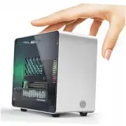 Raspberry Pi 5 Case, Aluminum Mini Tower Case with Cooling Fan and 1.Silver
