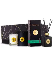 Wallford 2pc Candle With Pumpkin Spice & White Tea & Thyme Reed Diffuser Set