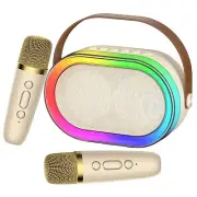 Kids Karaoke Machine, Mini Karaoke Machine with 2 Wireless Microphones & LED ...