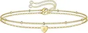 [Anasantiagoana] Gold Initial Bracelets for Women Girls Dainty Layered Letter Bracelet