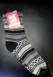 New! Men's Black/Gray Cozy MUK LUKS "Cabin SOCKS" sz L/XL 11-13 NWT