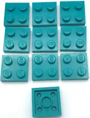 Lego 10 New Dark Turquoise Plates 2 x 2 Pieces