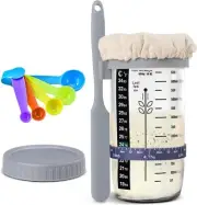 Sourdough Starter Jar 24oz, Kit with Date Marked Feeding Band, Thermometer,