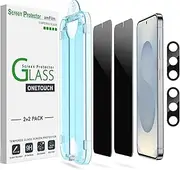 amFilm 2+2 Pack Privacy Tempered Glass Screen Protector for Samsung Galaxy S25+/S25 Plus 5G [6.7 Inch], Anti Spy and Privacy Protection, Fingerprint ID Compatible, with Easy Installation Tray