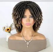 Short Kinky Curly Wig Curly Twist Hair Wigs Crochet Braided Wigs for Black Women Synthetic Hair Replacement Wigs Crochet Tapered Cut Wig (Style1)