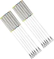 VINTORKY 12Pcs Stainless Steel Fondue Fork Heat Insulated Handle Fruit Cheese Forks for Parties Camping Family Gatherings for Easy Identification