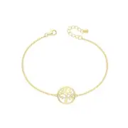 Sterling Silver Ladies Gold Plated Tree Of Life Bracelet