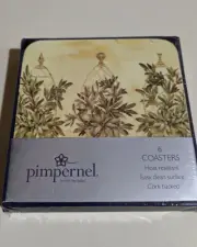 Pimpernel Coasters Olive Topiaries Pamela Gladding, New In Box ,Set Of 6 Barware