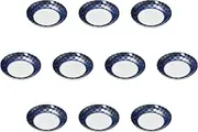 Set of 10 Indigo Ginai Checkered 5.0 Plates [6.5 x 1.4 inches (16.5 x 3.5 cm) | Setomonohonpo