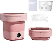 Portable Travel Washing Machine, Upgraded Large Capacity Collapsible Mini Washer Machine, for Camping, Apartment, Dorm, Clothes (Pink)