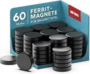 60 Professional Adhesive Magnets for Office and Home, Strong Adhesive Magnets for Whiteboard, Fridge and Notice Board, Ferrite Magnets, 18 x 4 mm