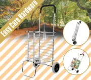 Aluminium Folding Shopping Trolley 2 Wheels Foldable Basket Cart 40kg 30L