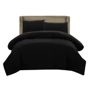 Black Soft Quilt/Duvet/Doona Cover Set Single/D/Queen/King/Super King Size Bed