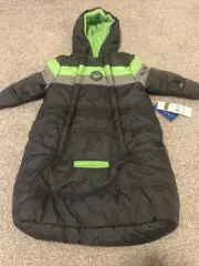 Baby Xtreme 3-6 Month Winter/Snow Suit/Coat With Carseat Holes Gray/Green New!