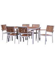 Courtyard Casual Catalina 7Pc Dining Set With 60In X39In Rectangle Table And 6 Dining Chairs
