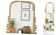 Gold Arched Mirror (15.9 * 19.8 inches) Ornate Baroque Arch Wall Mirror-for