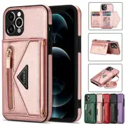 For iPhone 16 15 14 13 12 11 Pro/Max XR 8 7 Plus Case Leather Wallet Card Cover