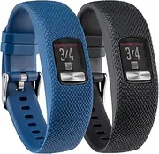 (2 Pack) T Tersely Replacement Band Strap for Garmin Vivofit 4, Soft Sports Silicone Metal Clasp Buckle Wrist Straps Watch Bands for VIVOFIT4 Tracker Women Men Large Small