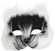 Healvian Foxes Style Half Face Mask for Halloween Cosplay Masquerade Parties Creative Fur Design Decorative Prop for Festivals Unique Present for Friends Family