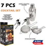 NEW 7Pcs Cocktail Shaker Set Mixer Martini Maker Bar Strainer Bartender Kit AU