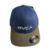 RVCA Flexfit Hat Baseball Cap Blue Green White Adult Small Medium S M NWT