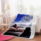 Car Blue Sky And White Clouds 3D Warm Plush Fleece Blanket Picnic Sofa Couch