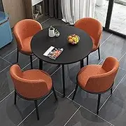 ZCSL Office Conference Table, Small Meeting Room Table, Round Table Space-Saving Furniture, Negotiate Table and Chair Combination, for Bar Restaurant Coffee Shop Office(Orange)