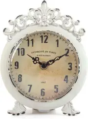NIKKY HOME Small Vintage Table Clock, Decorative Shelf Desk Top Rustic Beige