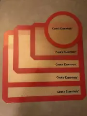 Cook's Essentials 5 Pc Silicone Baking & Crisping Mats Set Red