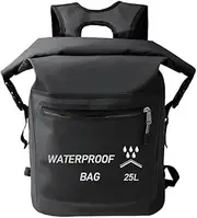 Generic 25L Waterproof Backpack Dry Backpack Large Capacity Rolltop Beach Bag Swimming Backpack for Kayaking Rafting Boating