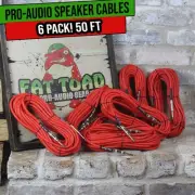 50FT DJ Speaker Cables (6x BUNDLE) 1/4 Jack Patch Cords Studio Stage Gear Wires