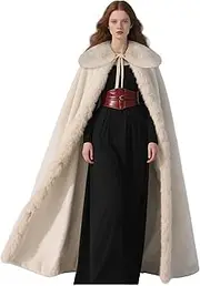 L'VOW Viking Fur Cloak Renaissance Fur Cape Velvet Cloak Medieval Cosplay Costume Women Men