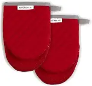 Pair KitchenAid Asteroid Silicone Mini Mitts - 100% Cotton - Red