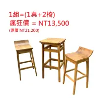 在飛比找momo購物網優惠-【吉迪市柚木家具】實木吧台桌椅組 PRCH001A-SET1