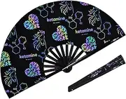 Large Foldable Festival Rave Fan, Various Design, Funny, Meme, UV, Refractive (Ketamine)