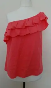 Ladies Next Linen Blend Coral Ruffle One Shoulder Top UK 8, 12, 14, 16, 18