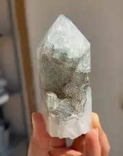 Green Rainbow Amethyst Agate Geode Tower