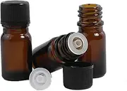 10Pcs 5ml Amber Glass Essential Oil Sample Bottles Vials With Orifice and Cap for Perfume Aromatherapy Container