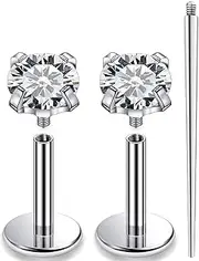 [Yaalozei] 20G 18G 16G F136 Titanium Flat Back Nose Rings Studs Hypoallergenic Internally Threaded Tragus Helix Cartilage Conch Earrings Stud Piercing Jewerly for Women Men 6mm 8mm Bars