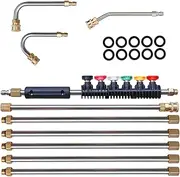 Gutter Cleaner Tools from Ground - Telescoping High Pressure Washer Wand Set | Washer Extension Wand Set,Ten Piece U-Bar Extension Wand 6 Spray Nozzles, 4000PSI 1/4 Inch Extension Wand