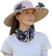 [Generic] Wide Brim Solar Fan Hat, Hat with 2 Solar Power Fan, Bucket Hat for Men Women, Fan Built in