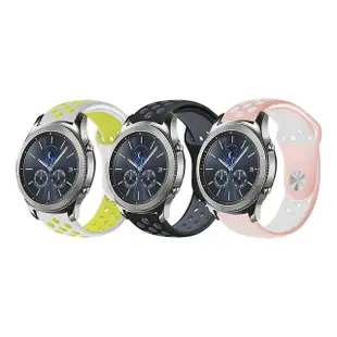 【Timo】SAMSUNG三星 Galaxy Watch 46mm通用 撞色矽膠洞洞錶帶(錶帶寬度22mm)