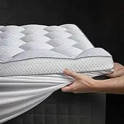 3 Inch Ultra-Fluffy Memory Foam Mattress Topper Super Queen for Back Pain, Extra Soft Pillow Top Queen Mattress Topper with 4X Support, Mattress Pad with Breathable Air Mesh Sides, 6-21'' Deep Pocket
