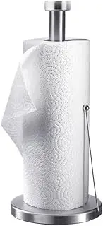 Paper Towel Holder Free-Standing, Kitchen Roll Stand Paper Roll Dispenser Countertop Napkin Rack Sink Tissue Organizer Accessories, Stainless Steel, Silver(Bottom Rod)