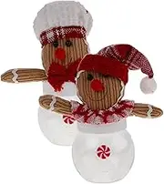 FELTECHELECTR 2pcs Christmas Gingerbread Candy Jar Safe Material Sweets Container for Storage of Candies and Treats Compact Design for Home Cafe Restaurant Use