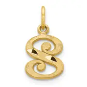 14K Yellow Gold Letter S Initial Charm